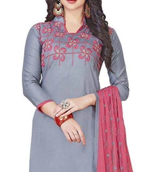 Women's Glaze Cotton Unstitched Salwar-Suit Material With Dupatta (Grey, 2 Mtr)