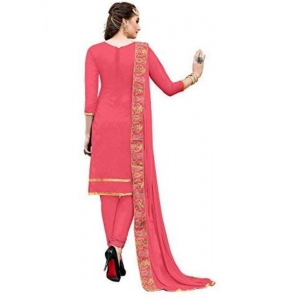 Generic Women's Chanderi Cotton Unstitched Salwar-Suit Material With Dupatta (Light Red, 2.20 Mtr)