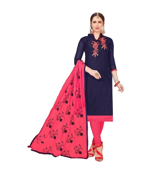 Women's Modal Silk Unstitched Salwar-Suit Material With Dupatta (Navy Blue, 2 Mtr)
