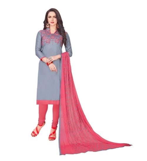 Women's Glaze Cotton Unstitched Salwar-Suit Material With Dupatta (Grey, 2 Mtr)
