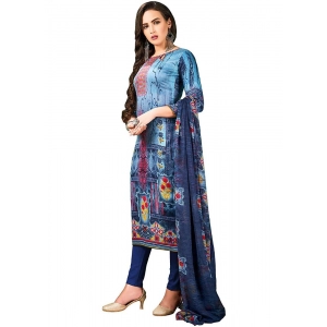 Generic Women's Cotton Unstitched Salwar-Suit Material With Dupatta (Blue, 2.5 Mtr)