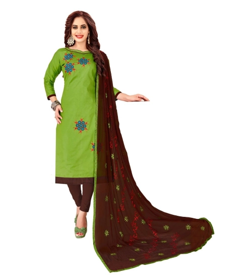 Women's Glaze Cotton Unstitched Salwar-Suit Material With Dupatta (Green, 2 Mtr)