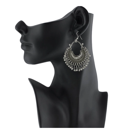 Women's Alloy, silver Plated Hook Dangler Hanging Earrings-Silver Women's Alloy, silver Plated Hook Dangler Hanging Earrings-Silver