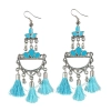 Dropship Women's Oxidized Silver plated Firoji Tassels Earrings-silver, Blue