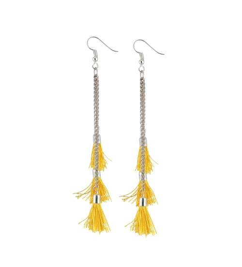 Women's Silver Plated Hook Dangler Hanging Tassel Fashion Earrings-Silver