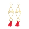 Dropship Women's Oxidized Silver plated Hook Dangler Hanging Tassel Earrings-Gold