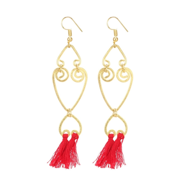 Dropship Women's Oxidized Silver plated Hook Dangler Hanging Tassel Earrings-Gold