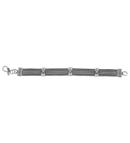 Women's Oxidised Black Silver Silver Bracelet-Silver