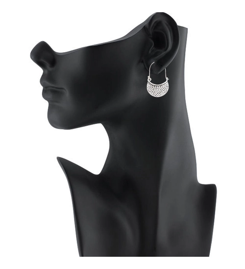 Women's Silver Plated Hook Dangler Hanging Earrings-Silver