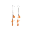 Dropship Women's Tassels Beads Hook Dangler Hanging Hanging Earrings-Orange