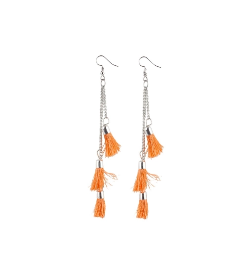 Women's Tassels Beads Hook Dangler Hanging Hanging Earrings-Orange