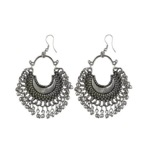 Women's Alloy, silver Plated Hook Dangler Hanging Earrings-Silver
