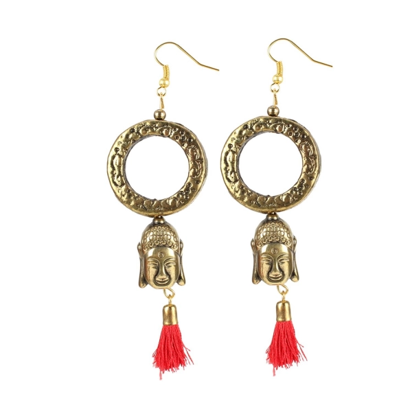 Dropship Women's Gold plated Hook Dangler Hanging Tassel Fashion Earrings-Golden