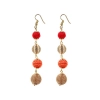 Dropship Women's Gold Plated Hook Dangler Hanging Tassel Earrings-Golden,Red