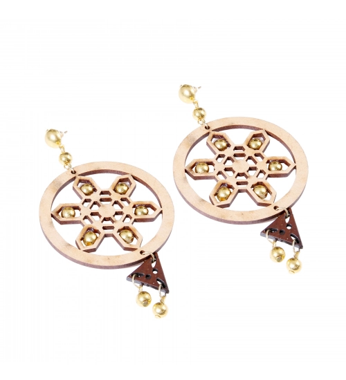 Women's Alloy, Beads Hook Dangler Hanging Earrings-Brown