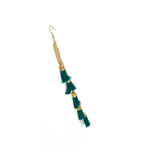 Women's Golden plated Hook Dangler Hanging Earrings-Green