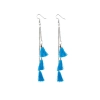 Dropship Women's Tassels Beads Hook Dangler Hanging Hanging Earrings-Blue