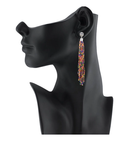 Women's Alloy, Beads Hook Dangler Hanging Earrings-Multicolour