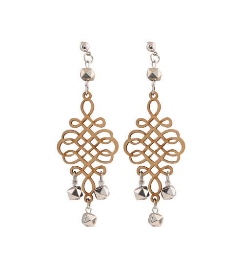 Women's Wooden handcrafted Hook Dangler Hanging Fashion Earrings-Brown