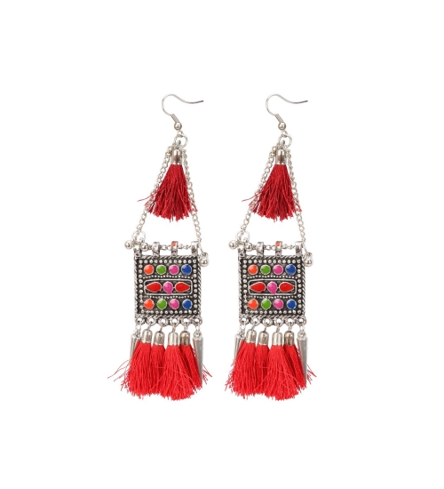 Women's Oxidize Gold plated Hook Dangler Hanging Tassels Earring-Multicolour