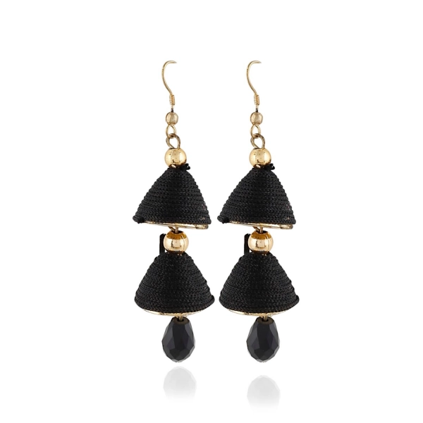 Dropship Women's Alloy, Beads Hook Dangler Hanging Earrings-Black