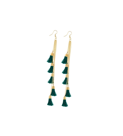 Women's Golden plated Hook Dangler Hanging Earrings-Green