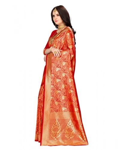 Women's Banarasi silk Saree with Blouse (Red, 5-6mtr) Women's Banarasi silk Saree with Blouse (Red, 5-6mtr)