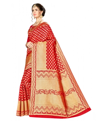 Women's Banarasi silk Saree with Blouse (Red, 5-6mtr) Women's Banarasi silk Saree with Blouse (Red, 5-6mtr)