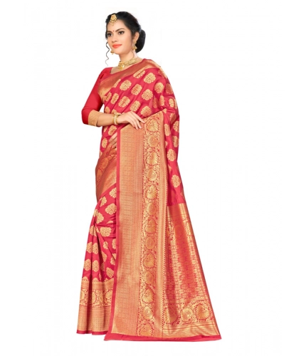 Women's Banarasi silk Saree with Blouse (Red, 5-6mtr) Women's Banarasi silk Saree with Blouse (Red, 5-6mtr)
