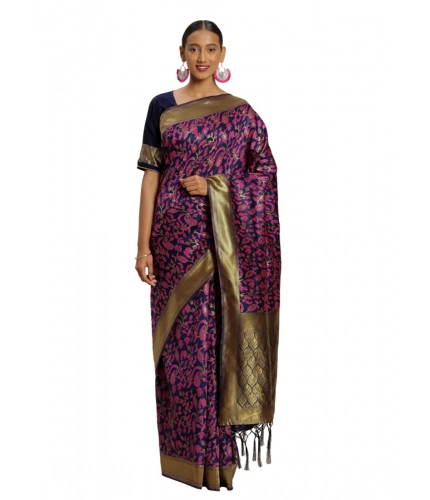 Women's Banarasi silk Saree with Blouse (Multi, 5-6mtr)