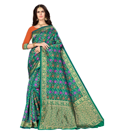 Women's Banarasi silk Saree with Blouse (Multi, 5-6mtr)