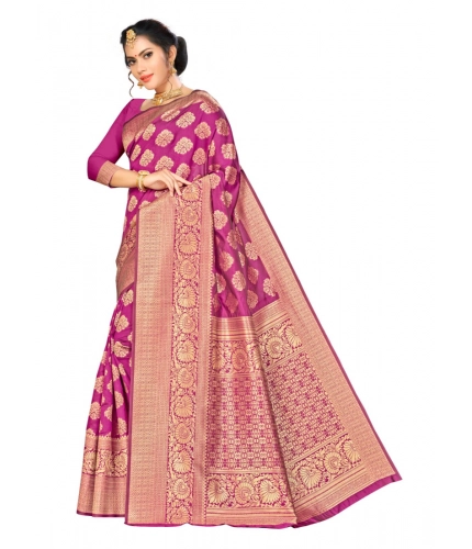 Women's Banarasi silk Saree with Blouse (Wine, 5-6mtr) Women's Banarasi silk Saree with Blouse (Wine, 5-6mtr)