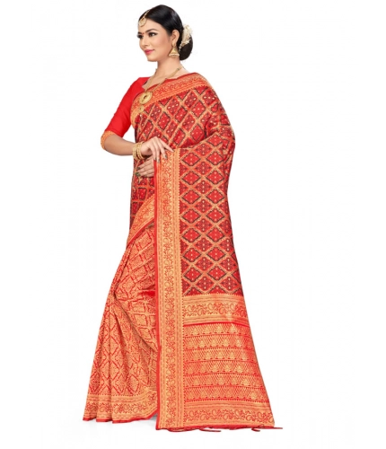 Women's Banarasi silk Saree with Blouse (Red,black, 5-6mtr) Women's Banarasi silk Saree with Blouse (Red,black, 5-6mtr)