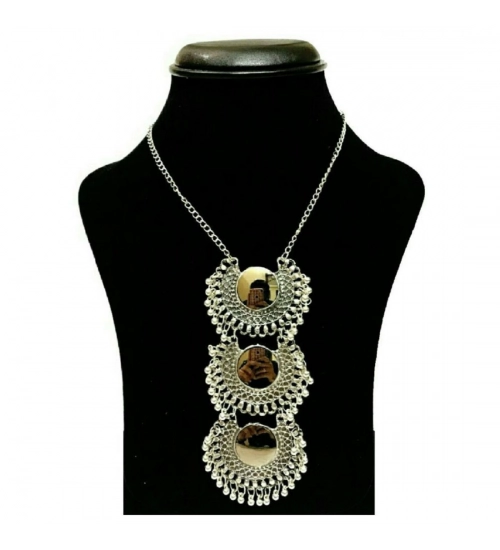 Designer Oxidized Silver Afgani Necklace