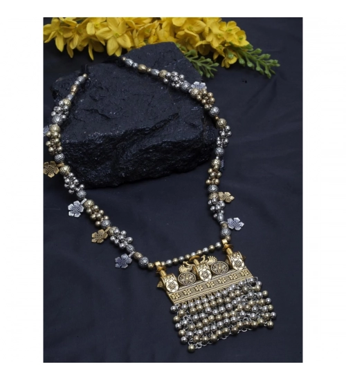 Afghani Dual Tone Designer Turkish Style Vintage Silver Oxidised Necklace