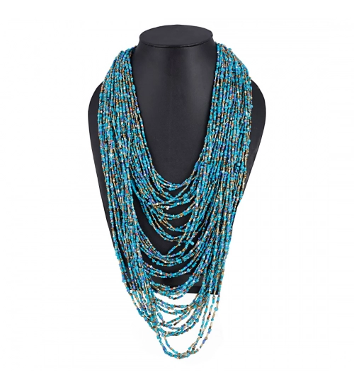 Blue Multi Layer Beads Necklace