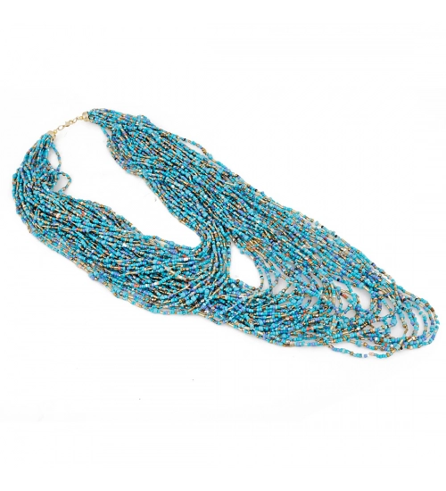 Blue Multi Layer Beads Necklace