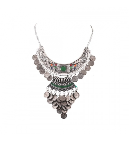 Afghani Tribal Antique Boho Oxidised Silver Necklace