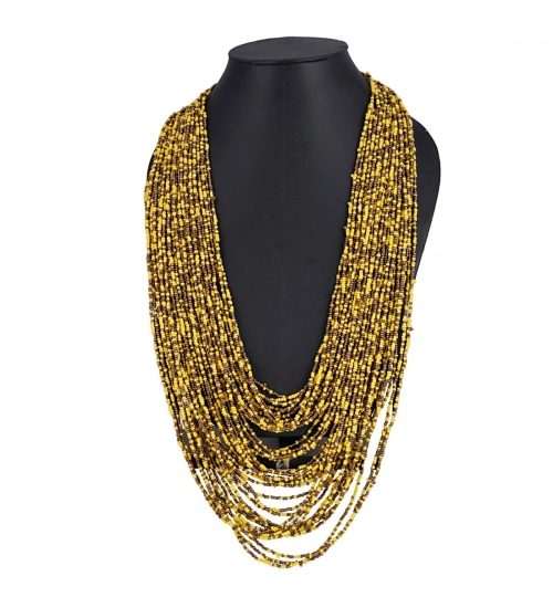 Yellow Multi Layer Beads Necklace