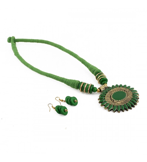 Green Color Designer Tibetan Style Fashion Necklace set