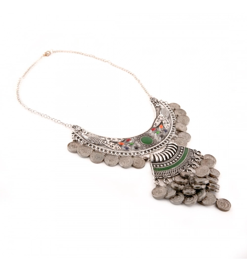Afghani Tribal Antique Boho Oxidised Silver Necklace
