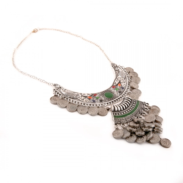 Dropship Afghani Tribal Antique Boho Oxidised Silver Necklace