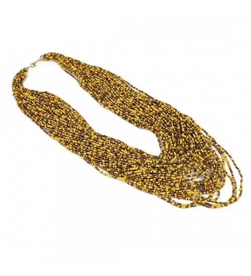 Yellow Multi Layer Beads Necklace