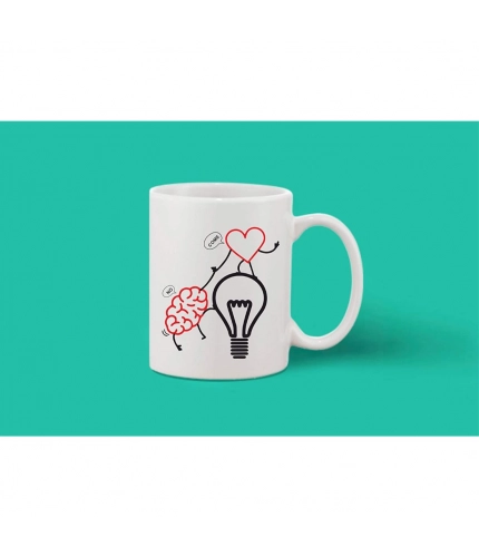 Printed Ceramic Coffee Mug - 1 Pieces, White, 11oz
