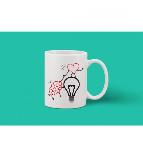 Printed Ceramic Coffee Mug - 1 Pieces, White, 11oz