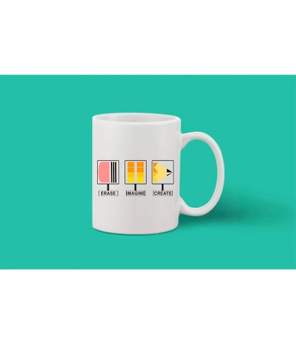 Printed Ceramic Coffee Mug - 1 Pieces, White, 11oz