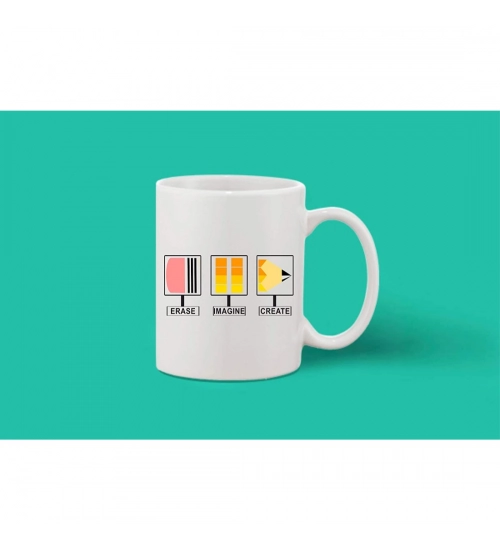 Printed Ceramic Coffee Mug - 1 Pieces, White, 11oz