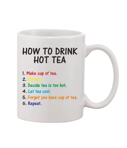 Printed Ceramic Coffee Mug - 1 Pieces, White, 11oz