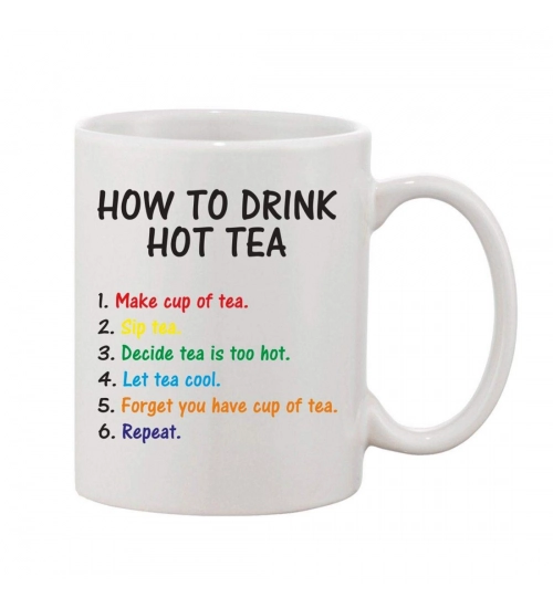 Printed Ceramic Coffee Mug - 1 Pieces, White, 11oz