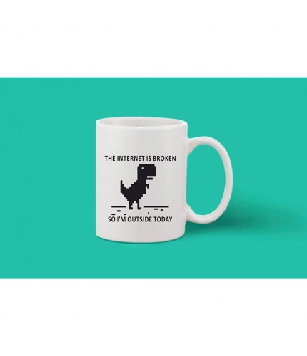 Printed Ceramic Coffee Mug - 1 Pieces, White, 11oz